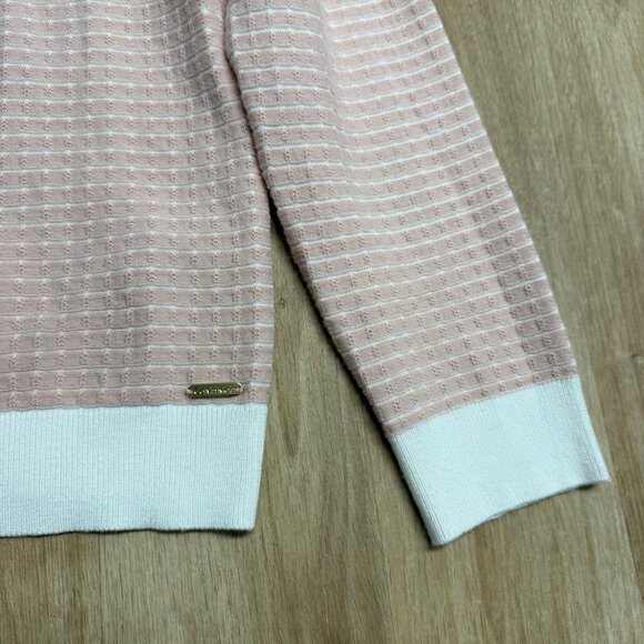 CALVIN KLEIN CARDIGAN COQUETTE SOFT GIRL GOLD BUTTON LIGHT ACADEMIA PINK SIZE L? - Picture 4 of 9